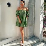 ZARA  Openwork Eyelet Embroidered Dress in Green Size M Photo 8