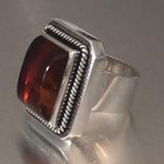LORI BONN Sterling Silver Amber Cabochon Rope Bezel Cocktail Ring Photo 6