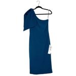 Dress the Population NWT  Tiffany One Shoulder Bow Midi Dress Peacock Blue Size M Photo 1