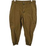 Sundance  Jolienne Twill Jogger Cargo Pants Button Fly Tapered Tan Khaki 14 Photo 1