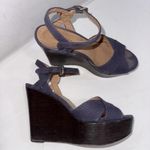 Brooks Brothers Minimalist Blue Classic Preppy Designer Platform Wedges Sandals Photo 11