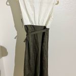 New York & Co. NWT wrap around dress sleeveless off white & khaki green Photo 4