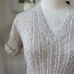 Vintage 70s British Vogue Slightly Cropped Vneck Sweater Beige XS Tan Photo 1