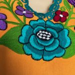 Mexican Blouse Yellow Artisanal Floral Top from Chiapas Embroidered Size L Photo 4