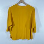 ZARA Mustard Yellow Blouse Women's Large Draped V-Neck Hi-Low Hem Relaxed Photo 2