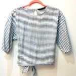 ZARA  blue white striped blouse top with tie size small Photo 0
