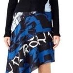 Proenza Schouler Women's Black Blue Silk Long Sleeve Ribbed High-Low Dress Size4 Photo 0