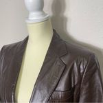 City Streets Women's Vintage City Steets Brown Button Up Leather Jacket Size 14 Photo 2
