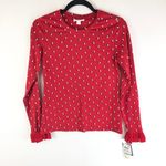 Charter Club  Womens T Shirt Top Crochet Trim Sleeve Heart Print Supima Red PP Photo 0