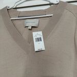Brochu Walker  NEW Beige Organic Cotton Larson V-Neck Sweater Size Large Photo 5