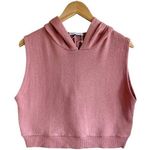 ZARA Hoodie Top Pink Terry Sleeveless Cotton Cropped Medium NWOT Photo 0