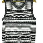 Rachel Zoe  Fair Isle Western Sweater Vest XL Crew Neck Knitted Top Black White Photo 0