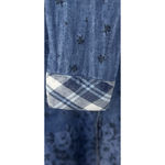 Free People  'Dottie Over You' Shirt M Floral Chambray Plaid Boho Western Cottage Photo 3