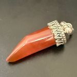 Handcrafted 925 Sterling Silver Natural Stone Carnelian Point Pendant 8.5g. Brown Photo 1