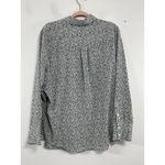 Nine West Womans Long Sleeve Blouse 1x black White Hidden Button Up Photo 1