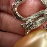 Vintage K.J.L. Kenneth Jay Lane Pave Crystal Bow Faux Pearl Tear Drop Earrings Silver Photo 14