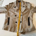 Ann Taylor  Trench Coat Double-Breasted Tan Beige Brown Cropped Jacket Size 10 Photo 6