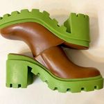 Gianni Bini GB End Game Lug Sole Leather Clogs Tan/Green Size 8 Photo 6