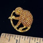 Elegant Vintage Gold & Amber Glass Stones of Tamarin Squirrel Monkey Brooch Photo 3