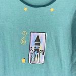 Fenini Women's Artsy Embroidered Castle Maxi Dress Teal Green Medium CottageCore Blue Photo 4