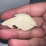 Vintage Carved‎ Bone Koi Fish Brooch Photo 0