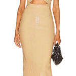 Retrofête Sariah Sequin Midi Dress Nude Size Medium NWT Gold Photo 0