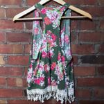 NWOT Botanical Fringed Crop Top in Green | Size XS Photo 3
