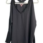 Juicy Couture Gray Shoulders Cut outs V-Neck Top with rhinestones Size Small Photo 0