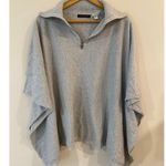 Banana Republic Cotton 1/4 Zip-Front Knit Poncho Sweater Gray Women's One Size Photo 1
