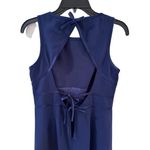 Papell Boutique Vtg  Y2K Navy Sleeveless Dress 10 Petite Keyhole Back Old Money Photo 3