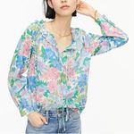 J.Crew Cotton Tie-Front Gathered Sleeves Ruffle Top in Fairy Floral Size XS Photo 1