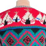 Vintage Skyr Knit Shetland Wool Sweater Native Art Buffalo Horse Rider Teepees Gray Size M Photo 6