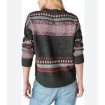 Lucky Brand  Sweater Med Black  Wool Alpaca Blend Boxy Crew Neck Boho Casual Cozy Photo 11