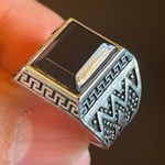 Black resin S925 antique silver ring size 9.5 Photo 6