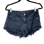American Eagle American Eagle Woman's Sz 4 Black Frayed Hem Cut Off Hi-Rise Festival Shorts Photo 0