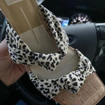 Dolce Vita Naji Knotted Cork Wedge Mule Leopard Satin Tan Size 8.5 Photo 5