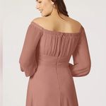 Azazie NWT RUBINA A-Line Long Sleeve Chiffon Floor-Length Dress Cedar Rose Sz 22 Photo 3