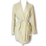 ZARA  rustic striped coat pinstripe belted blazer Bloggers favorite sz XS Photo 9