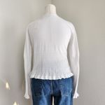 American Vintage Vintage White Stag White Tie Front Knit Cardigan Long Sleeve Scallop Hem L Photo 6