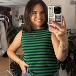 J.Crew Crew Neck Stripe Tank Top Green Navy Size Large Photo 0