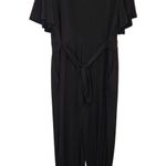 Torrid Black Tie Waist Wide Leg V-Neck Challis Flutter Sleeve Jumpsuit Size 2X Photo 2