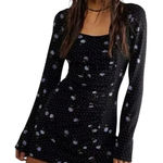 Free People Celia Mini Dress Black Floral Long Sleeve, Size XS, New with Tag Photo 0