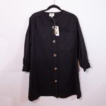 NEW Tuckernuck Blake Quarter Sleeve Button Front Pocket Mini Dress Black XL  Photo 0