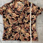 John Paul Richard Uniform Petite Black Red Brown Paisley Business Top Photo 6