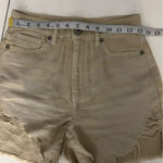 American Eagle  Light Tan Distressed Highest Rise Mom Jean Shorts Size 0 Photo 6