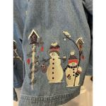 Christopher & Banks  Denim Button Down‎ Top XL Snowman Winter Holiday Party Photo 2