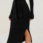 Good American Black Bodycon Belted Sweater Dress Photo 1