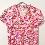 NEW Jude Connally Pink Short Sleeve Line Print Dress Stretch Size Small S White Photo 1