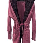 Free People Westwood Hooded Cardigan Women Small Velvet Trim Bohemian Duster Photo 2