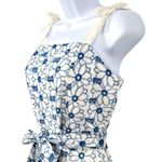 Miami Eyelet Blue White Floral Lace Tie-Strap Romper Size Medium Photo 2
